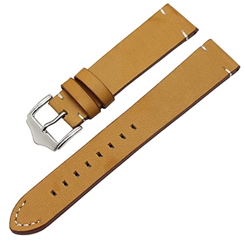 Bracelet de montre cuir anti-irritation avec boucle robuste en acier argenté