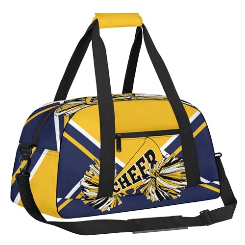 Personalized Cheerleader Duffle Bag with Name, Custom Gym Travel Sports Bag for Women Cheer Team Gift (Gold&White&Navy)2