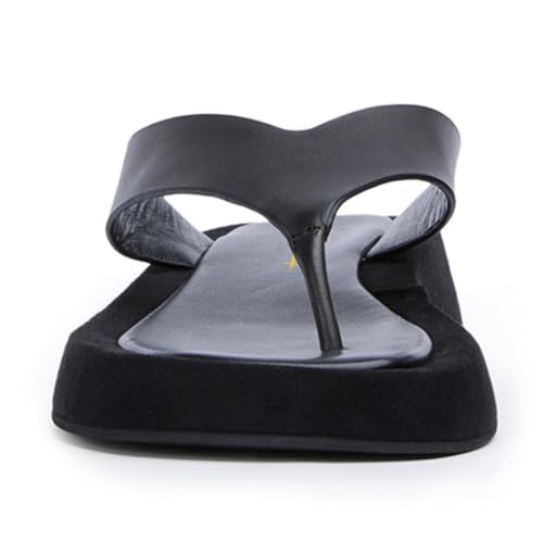 Milooey shoes Women's Open Toe Flip Flops Low Wedge Heels Wide Thong Sandals Indoor Slippers Daily Casual Slide Shoes Size 4-16 US3