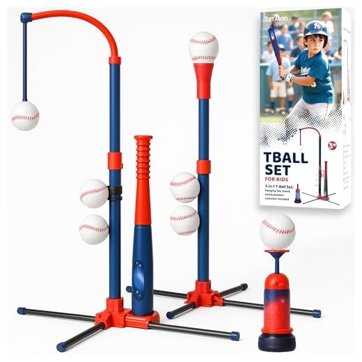 3-in-1 Baseball Set for Kids and Toddlers Ages 3-5 – Includes Tee Ball Stand, Hanging Tee, Automatic Ball Launcher, and 6 Softballs – Adjustable Height for Indoor/Outdoor Play – Sports Gift for Boys