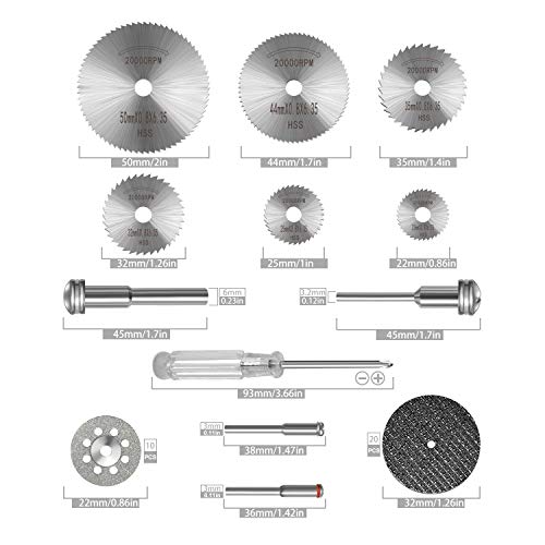 Kuenuilr Cutting Wheel Set Compatible With Plastic 36Pcs For Rotary Tool, Hss Circular Saw Blades 6Pcs, Resin Cutting Discs 20Pcs, 545 Diamond Cutting Wheels 10Psc With 2 Screwdrivers #TOP1