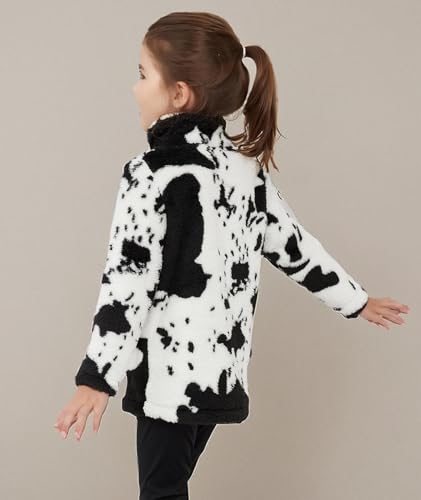Image of EARKOHA Girls Cow Print Sherpa Fleece Jackets Fall Winter Outerwear