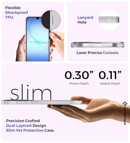 Image of Golden Sand Ice Crystal Back Cover Case for Samsung Galaxy A17 5G, Samsung Galaxy M17 5G - Transparent, Slim Fit, Military-Grade Drop Protection, Raised Lips, Anti-Scratch (Clear, TPU+PC)