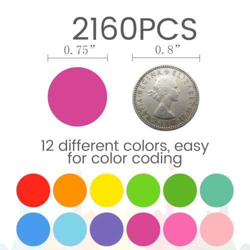 SallyFashion 1440PCS 3/4 inch Colored Round Coding Dot Labels, 8 Color Polka Circle Label Stickers for Toddler Student Classroom, Garage Sales, Papers - Image 2