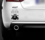 Minion-Aufkleber „What?“ fürs Auto oder Laptop, Vinyl