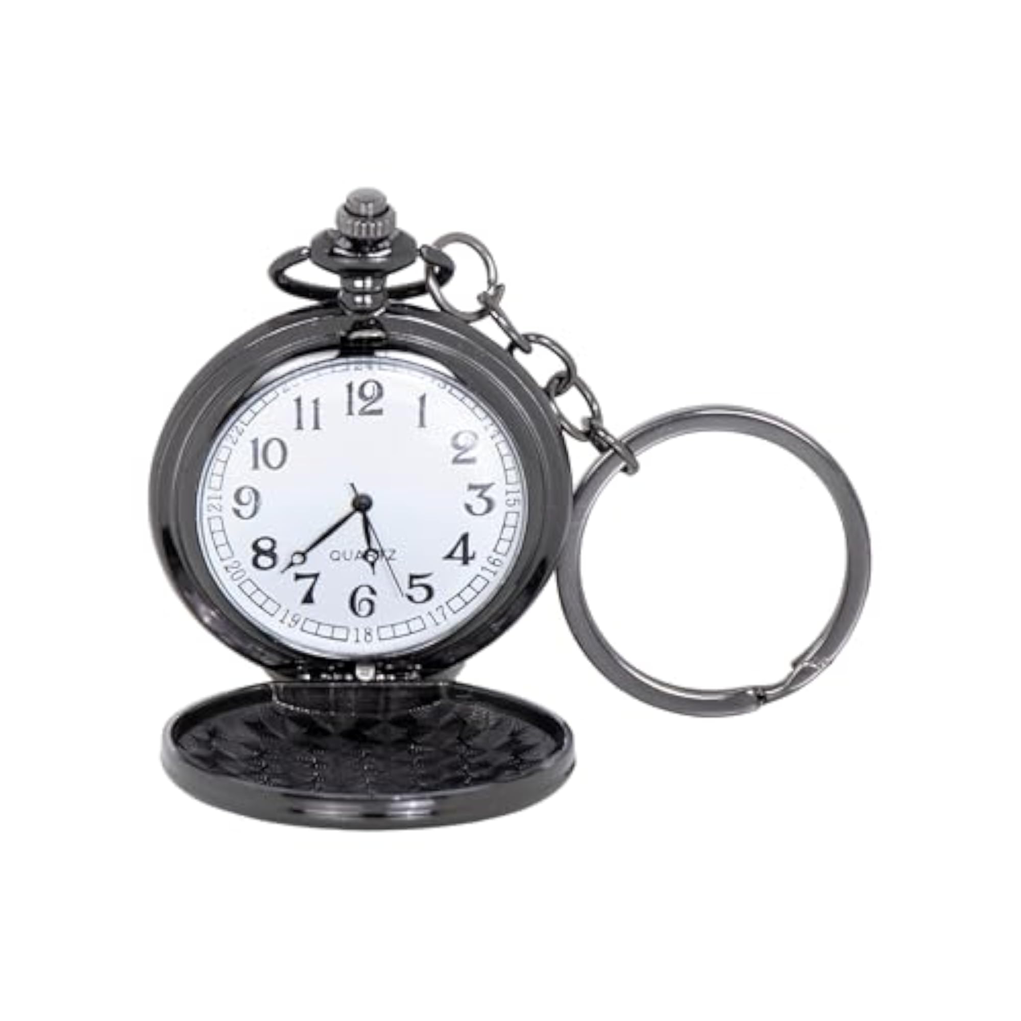 Antique Pocket Watch with Valentine 24/7 Design, Black