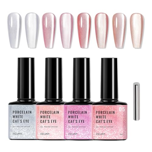 GZSYY Esmalte de uñas UV Cat Eye Gel UV 4 PCS Magnetic Gel Polish Jelly Nail Polish UV Gellack Set