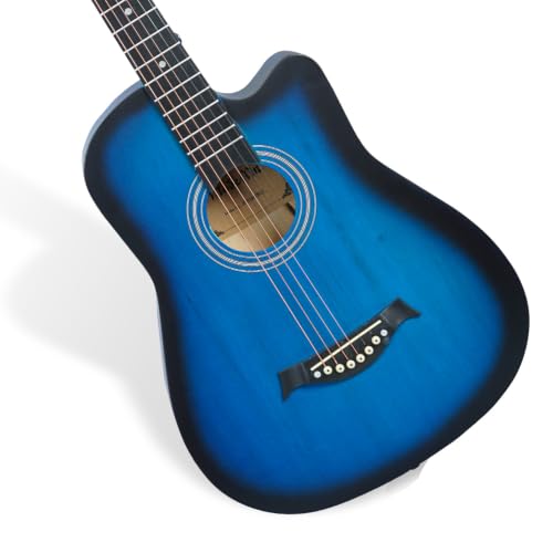 Image of Medellin M38BLTR 38 inch Beginner Acoustic Guitar with Truss Rod, Matte Blue