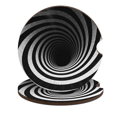 Portavasos Universal de Madera con Diseño en Espiral Blanco y Negro miniatura 1