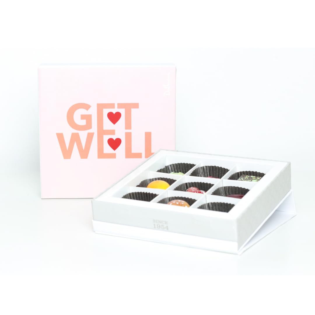 Dallmann ConfectionsGet Well Chocolate Gift Box - Gourmet Chocolates Truffles - Get Well Chocolate Gift Set - Handcrafted With Assorted Delicious Flavours - 9 Pieces