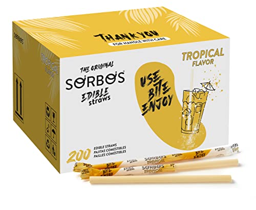 SORBOS Tropical Flavored Edible Straws 7.4 in 200 Count
