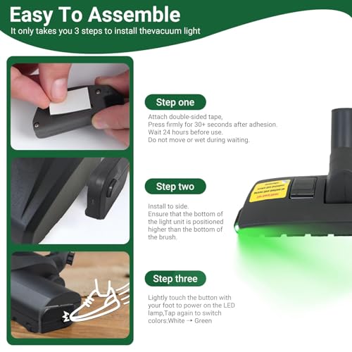 Image of EZ SPARES Dust Display LED Vacuum Brush,Floor Brush Attachment,Compatible with Hoover, Eureka, Rainbow,Shop VAC,Most Brand,Reveal Microscopic Dust & Illuminate Invisible Pet Hair Cat Dog Fur