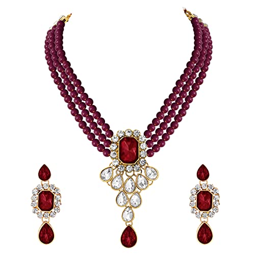 Image of Peora Crystal Faux Pearl Jewellery Gift Set for Women