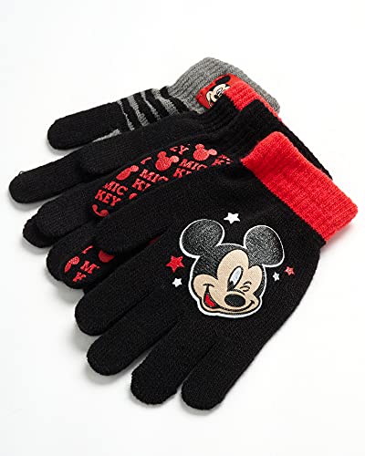 Disney Mickey Mouse 4-Pack Winter Gloves, Boys Glove Pair for Kids, Insulated, Windproof and Waterproof, Size 4-7 Years, Multi3