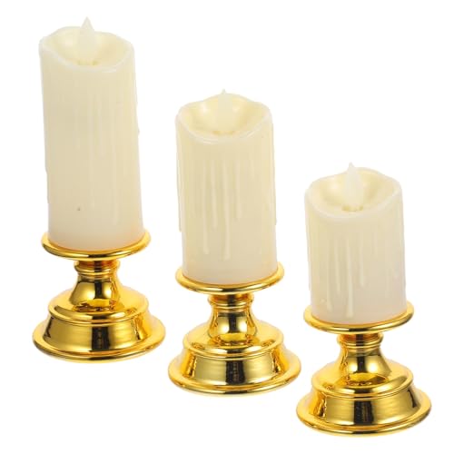 Velas cónicas parpadeantes doradas para decorar la mesa en el Día de San Valentín 7