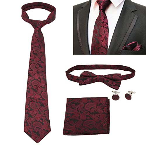 Set de corbatas para hombre con pañuelo y gemelos miniatura 2