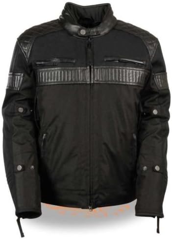 MEN'S MOTORCYCLE VENTED NYLON TEXTILE SCOOTER W/LEATHER TRIMMING BLACK NEW (3XL)