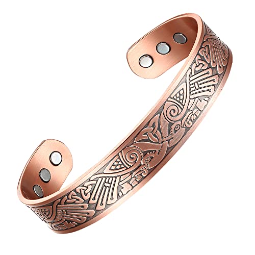Biomag Copper Bracelet For Men, 99.99% Pure Copper Magnetic Bracelets With 6Pcs 3500 Gauss Magnets, Adjustable Cuff Bangles With Jewelry Gift Box #TOP6