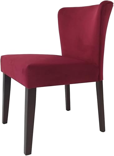 Miniatura 4 de FurniutreR Glam - Juego de 2 sillas tapizadas de madera maciza para sala de estar, recepción, comedor, color rojo