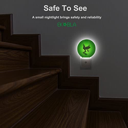 Image of EKOBLA Tree Frog Night Light, Green Leaf Vein Frog Night Lights Plug Into Wall with Auto Sensor for Bedroom and Bathroom