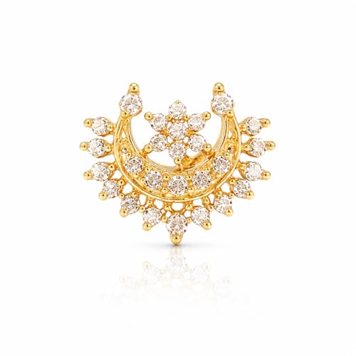 Image of Etasha 925 Sterling Silver Gold Plated Nosepin for Women & Girls with Elegant Design | Stylish & Comfortable | Ideal for Casual Outings, Parties, Weddings, Gifting & Daily Use | 6 months warranty