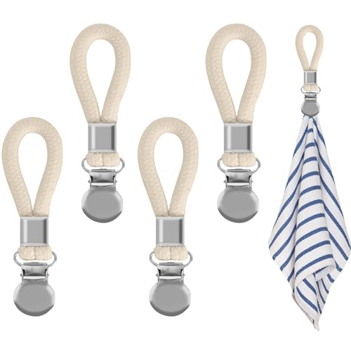 Zimoer Pinzas para Toallas, 5 Piezas Clips para Paños de Cocina para Colgar, Soportes para Paños de Cocina, Ganchos Perchas para Toallas de Té para Hogar, Cocina, Baño, Armarios, Balcón y Más (Beige)