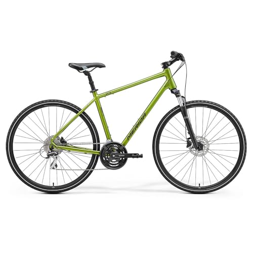 Trasmissione Shimano Merida Bicicletta di marca, bici ibrida da trekking a tutto tondo, freni a disco idraulici, crossway 20-D, dimensioni ruote 700C, S (47), seta autunno verde (nero)
