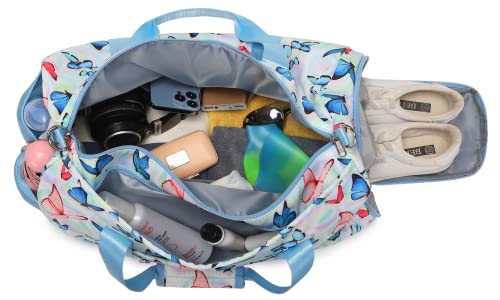 Sport Bag for Teen Girls Women Duffle Gym Bag Overnight Travel Weekender Sleepover Bag (7-Butterfly)4