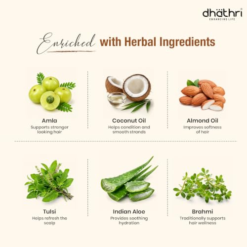 Image of Dhathri Dheedhi Herbal Conditioner with Coconut Oil, Amla & Tulsi | Ayurvedic Herbal Leave-In-Conditioner for Smooth, Frizz-Free Strong Hair | Sulfate & Paraben Free | All Hair Types, 200ml