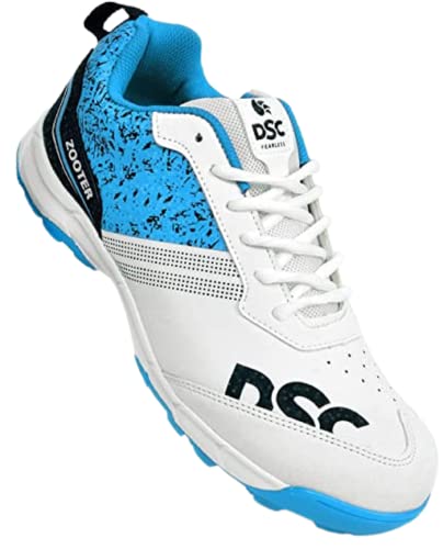 DSC Zooter Cricket Shoes | White/Blue | for Men and Boys | Lightweight | 10 UK, 11 US, 44 EU