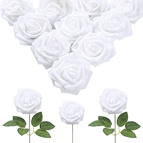 Flores de Rosas Artificiales, 30 Piezas Flores de Rosas Artificiales de Espuma a Granel Cover