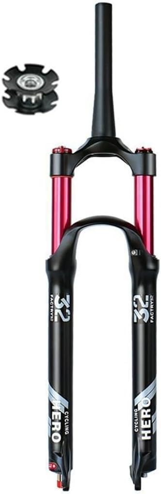 WIQUYBML MTB Air Suspension Fork Fit For 26Inch 27.5Inch 29Inch XC AM Mountain Bike Front Forks Ultralight 140mm Travel QR 9mm Tapered Steerer 1-1/2'' Rebound Adjust B,26in