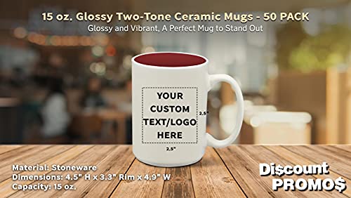 DISCOUNT-PROMOS-50-Glossy-Two-Tone-Ceramic-Mugs-Set-15-oz-Customizable-Text-Logo-Stoneware-Smooth-Durable-C-handle-Maroon