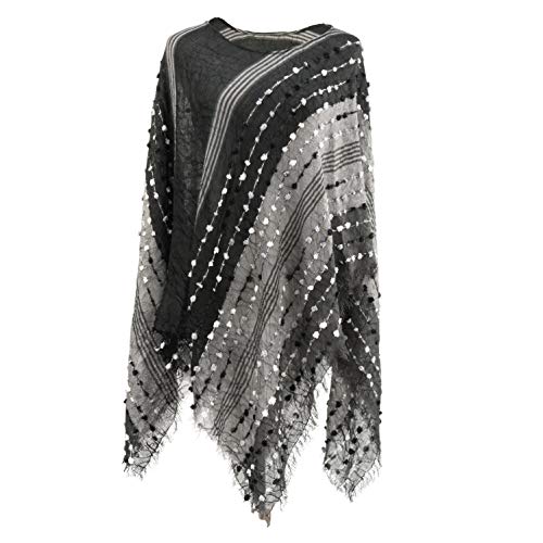 DEMDACO Textured Black One Size Fits Most Acrylic and Polyester Fabric Poncho Shawl