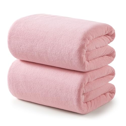 REDKISS 2 Pack Microfiber Extra Large Bath Sheets, 35 x 70 Inches, 670G, Super Soft and Absorbent, Quick Dry Pink Bath Towels, Perfect for Bathroom, Plush Shower Towels for Spa, Gym & Hotel