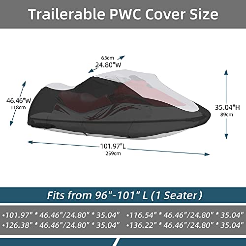 image for Umbrauto Upgraded Trailerable PWC Cover Jet Ski Cover 600D Waterproof 