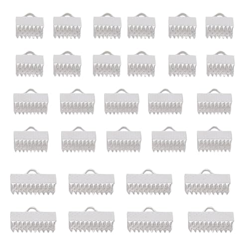 SUNNYCLUE 1 Box 300Pcs Ribbon Ends Ribbon End Clasps Ribbon Clasps Pinch Cord End Clasps Fastener Clasp Ribbon Clamp End Clamp Cord Ends for Jewellery Making Accessories DIY Bracelet Leather Bookmark