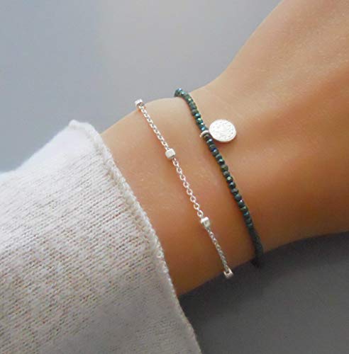 Sterling Silver Squares Satellite Chain Bracelet