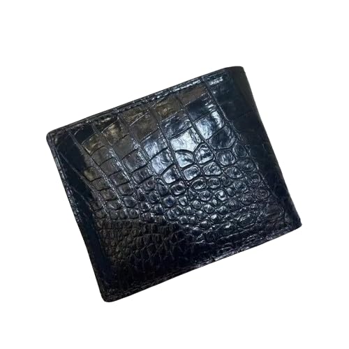 Authentic Exotic Alligator Leather Classic Black Men's Short Card Holders Genuine Real Crocodile Skin Male Small Bifold Wallet, HF-01742