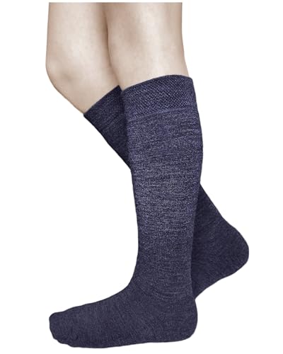 vitsocks Kinder warme 80% MERINOWOLLE Winter Kniestrümpfe (2 PAAR) Jungen Mädchen Knie Socken Merino Wolle dunkelblau 31-34