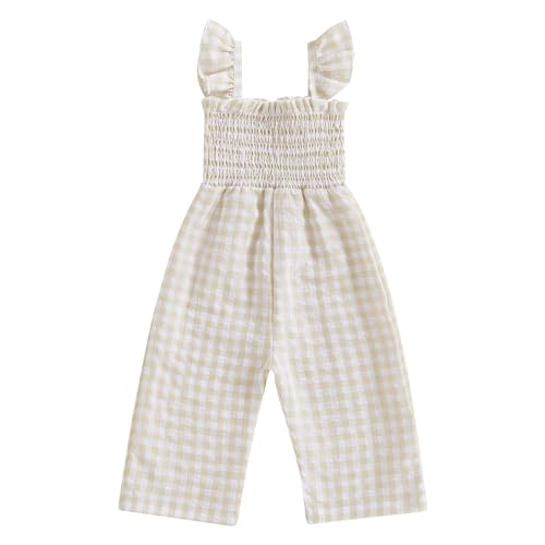 Infant Kids Summer Clothes Toddler Baby Girl Romper Jumpsuit Overall Pants Plaid Sleeveless Ruffle Halter One Piece Outfit