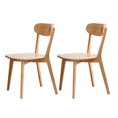 YESWOOD Lot de 2 Chaises de Salle à Manger en Chêne Massif, Dossier Ergonomique, Chaise pour Salle à Manger, Cuisine, Salon, Bureau, Chambre, 47,5 x 55 x 78...