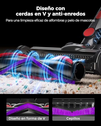 Miniatura 8 de Ivormentico V10 Evo Aspiradora Sin Cable, 50kpa 70mins Aspiradoras Escoba Con Modo Automático, Depósito Doble De 1.8l, Pantalla Táctil Led, Ideal Para Pelo De Mascotas Alfombras Suelos Duros