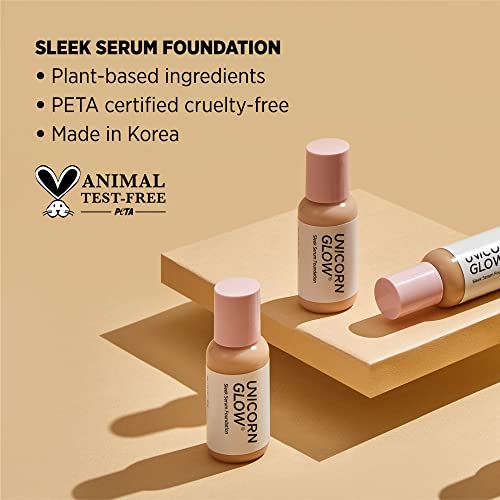 Unicorn Glow Sleek Serum Foundation 214W - Hydrating 2-In-1 Serum + Foundation For A Natural, Airbrushed Look, Hyaluronic Acid Hydrating Foundation #TOP5