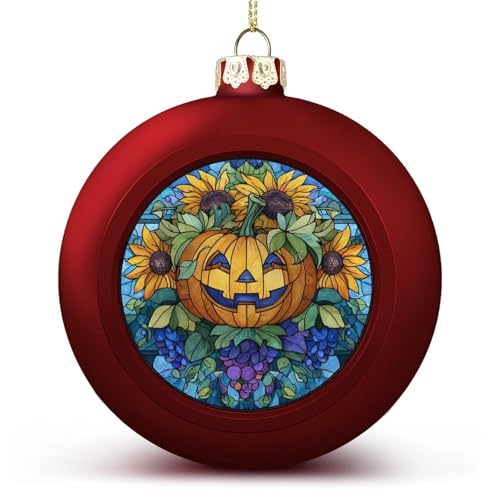 Adornos de bola de Navidad de calabaza con girasoles, inastillables, para colgar, bolas rojas para árbol de Navidad, decoración de árbol de Navidad, vacaciones, boda, fiesta