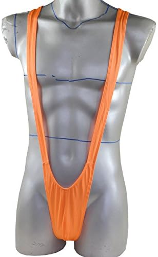 Set of 2 Mens Borat Mankini Underwear Costume Swimsuit Thong Halloween (Orange, One Size)