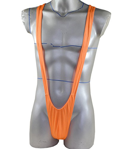 Set of 2 Mens Borat Mankini Underwear Costume Swimsuit Thong Halloween (Orange, One Size)