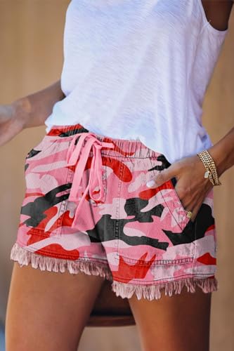 Image of YOCUR Womens Lightweight Shorts Casual Baggy Trendy Hot Pants Elastic Waist Drawstring Comfy Shorts