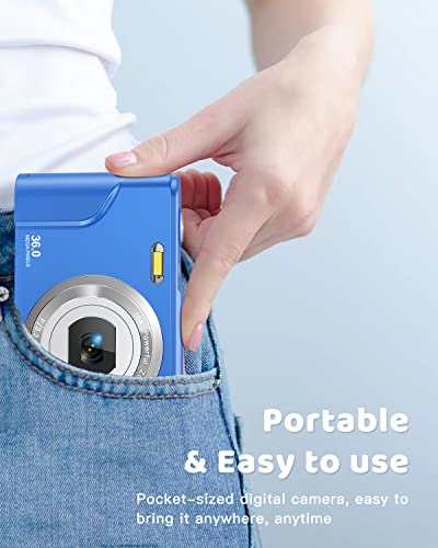 Digital Camera, Lecran Fhd 1080P 36.0 Mega Pixels Vlogging Camera With 16X Digital Zoom, Lcd Screen, Compact Portable Mini Cameras For Students, Teens, Kids (Blue) #TOP4