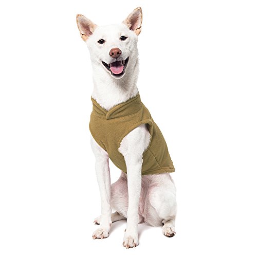 Image of Gooby Fleece Vest Dog Sweater - Clay, Medium - Warm Pullover Fleece Dog Jacket with O-Ring Leash - Winter Small Dog Sweater Coat - Cold Weather Dog Clothes for Small Dogs Boy or Girl (Pack of 2)
